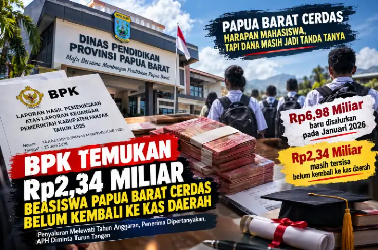 Rp2,34 Miliar Beasiswa Papua Barat Cerdas Menggantung, BPK Telusuri Status Penerima
